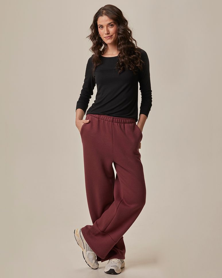 Blusa Básica Feminina Manga Longa Decote Canoa Em Viscose Stretch