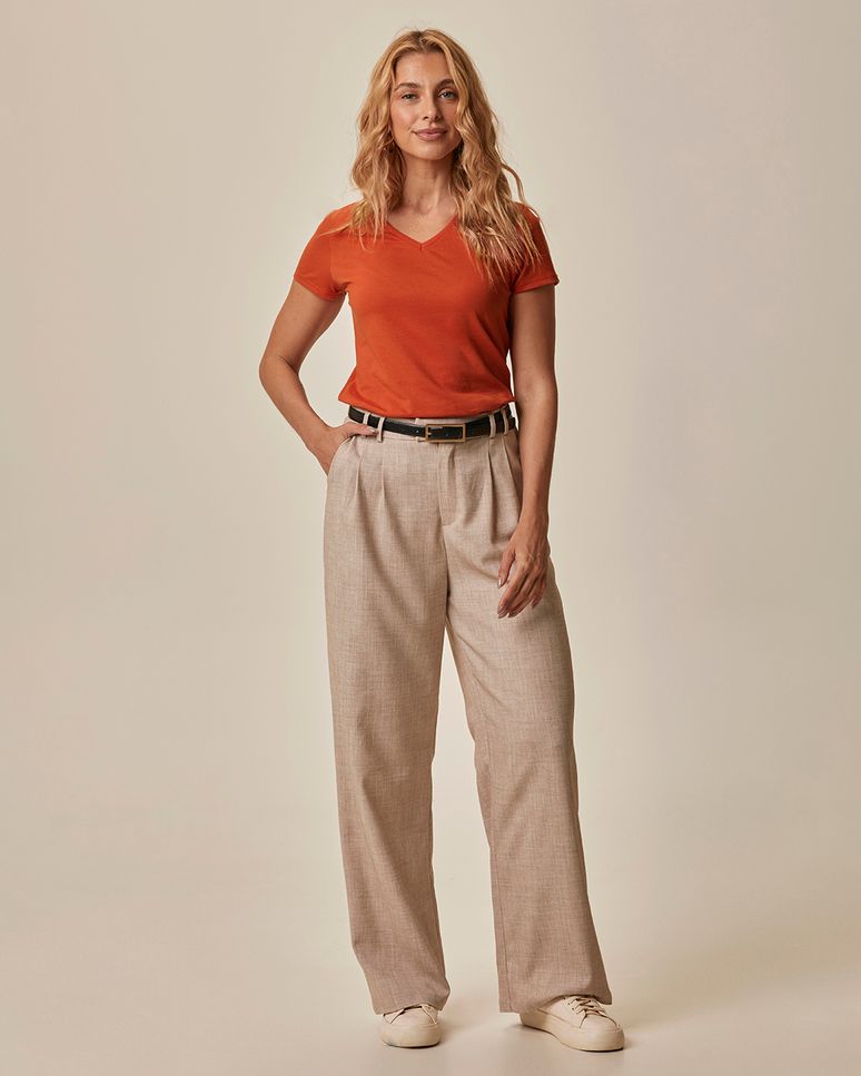 Blusa Básica Feminina Decote V Em Algodão