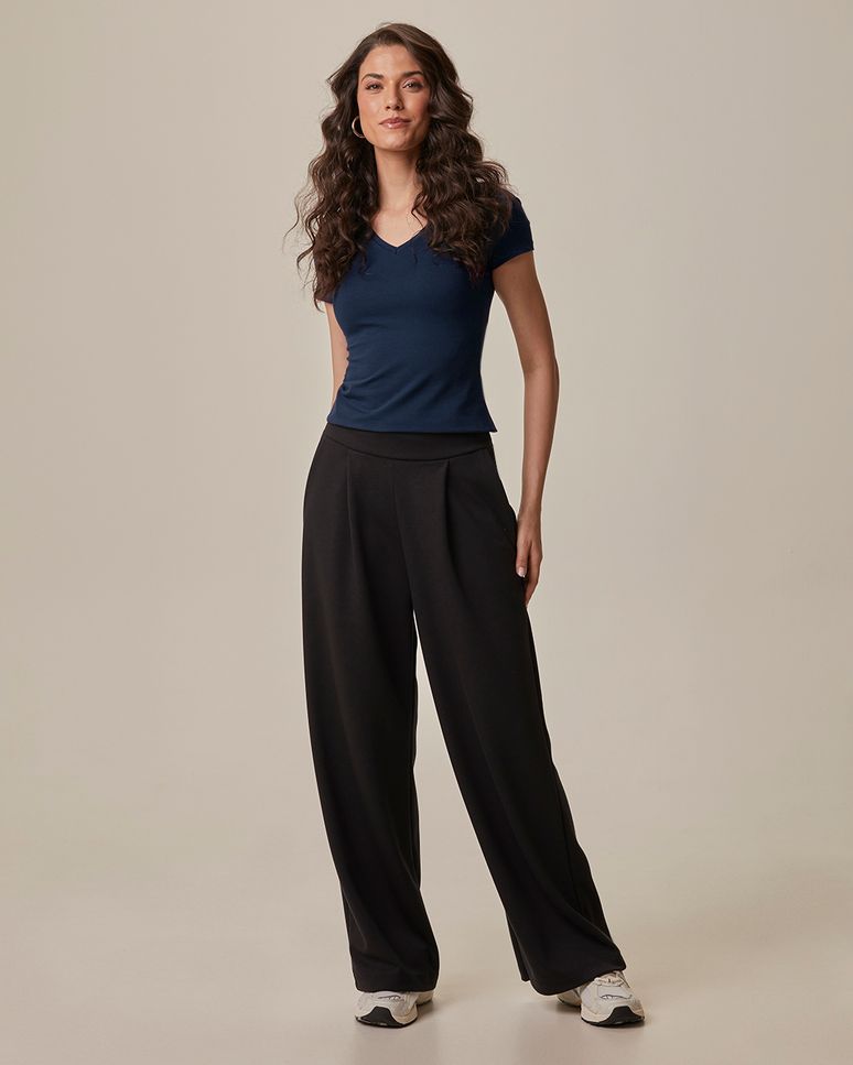 Blusa Básica Feminina Decote V Em Algodão