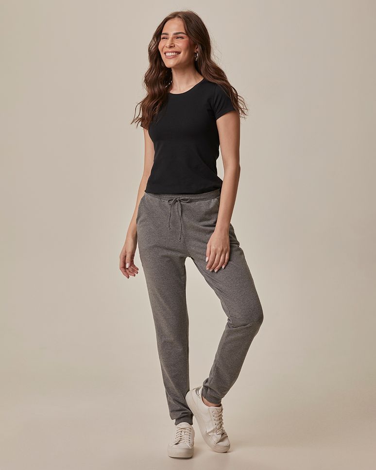 Blusa Básica Feminina Decote Redondo Em Algodão