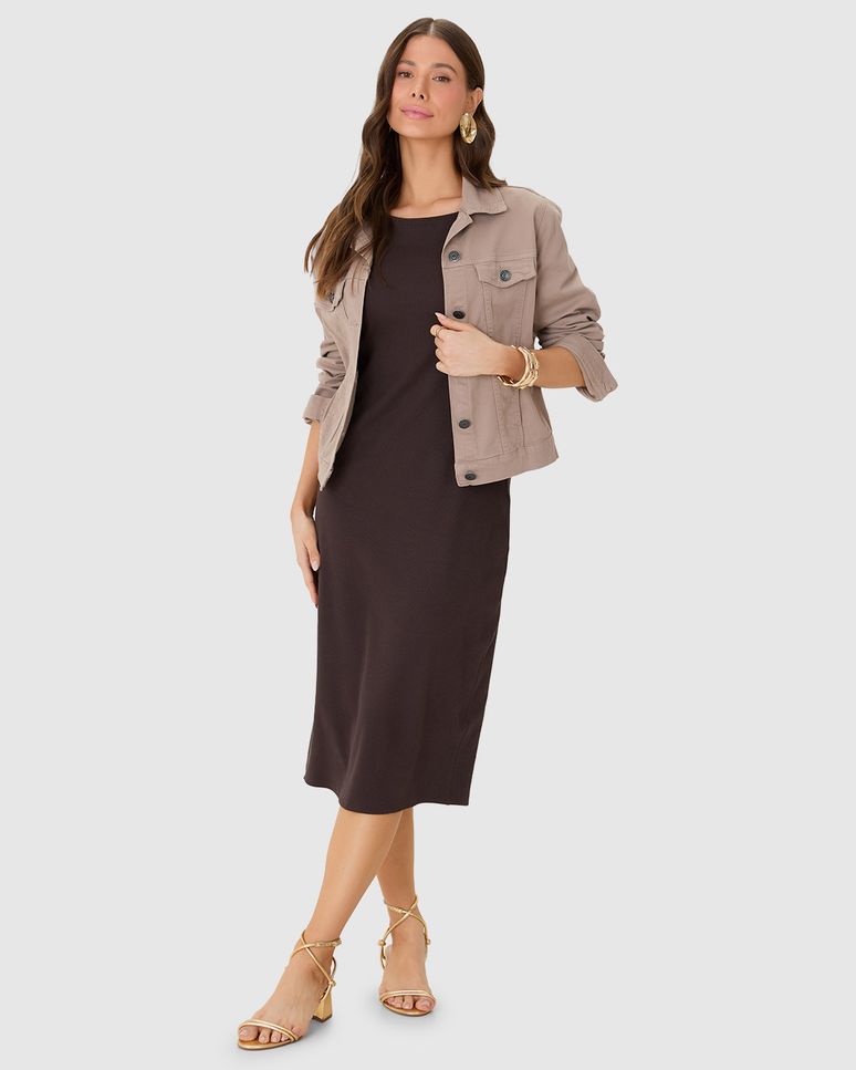 Vestido Midi Feminino Detalhe Fenda Duas Formas De Uso Em Ribana