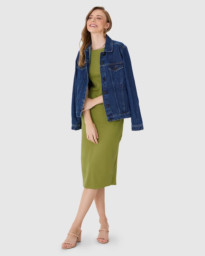 Vestido Midi Feminino Detalhe Fenda Duas Formas De Uso Em Ribana