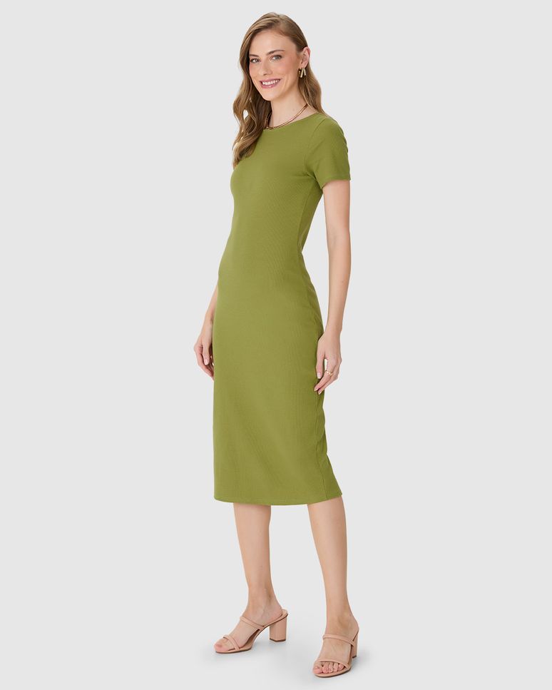 Vestido Midi Feminino Detalhe Fenda Duas Formas De Uso Em Ribana