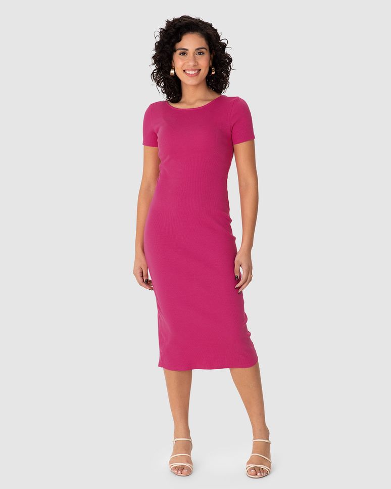 Vestido Midi Feminino Detalhe Fenda Duas Formas De Uso Em Ribana