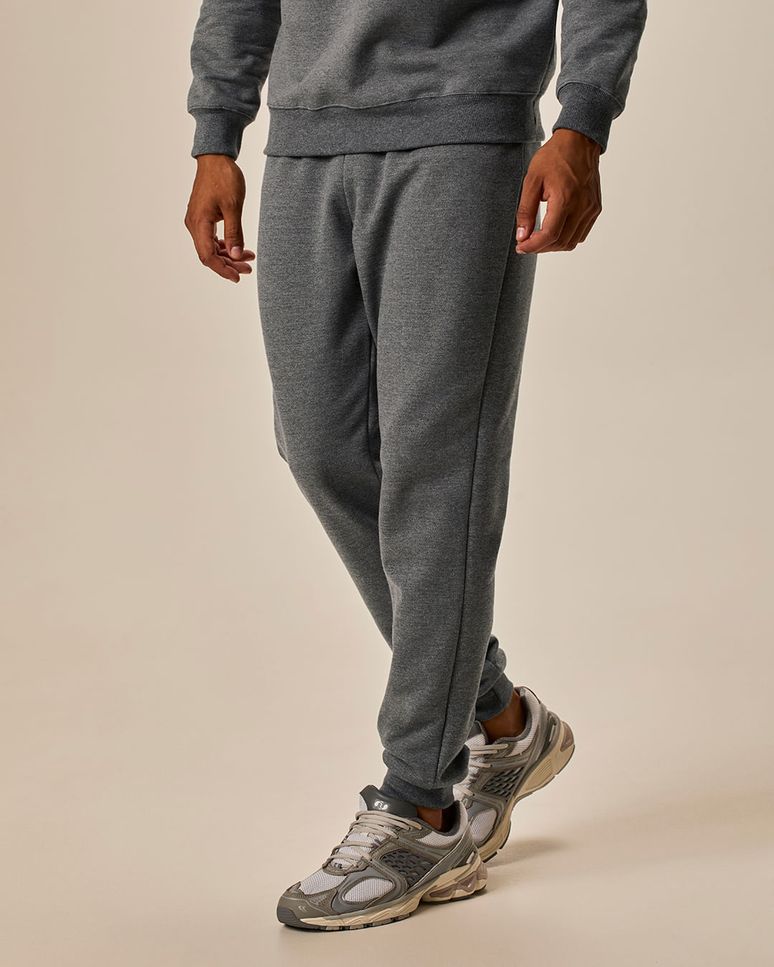 Calça Básica Masculina Em Moletom Flanelado