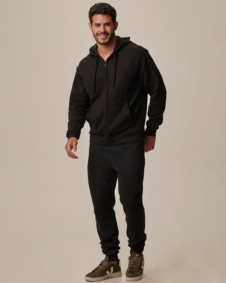 Calça Básica Masculina Em Moletom Flanelado