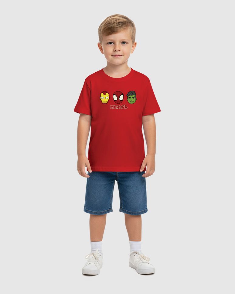 Camiseta Infantil Menino Estampa Frente E Costas Os Vingadores Malwee Kids