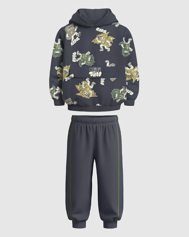 Conjunto Infantil Menino Blusão Estampa Mini Dino Em Moletinho Malwee Kids