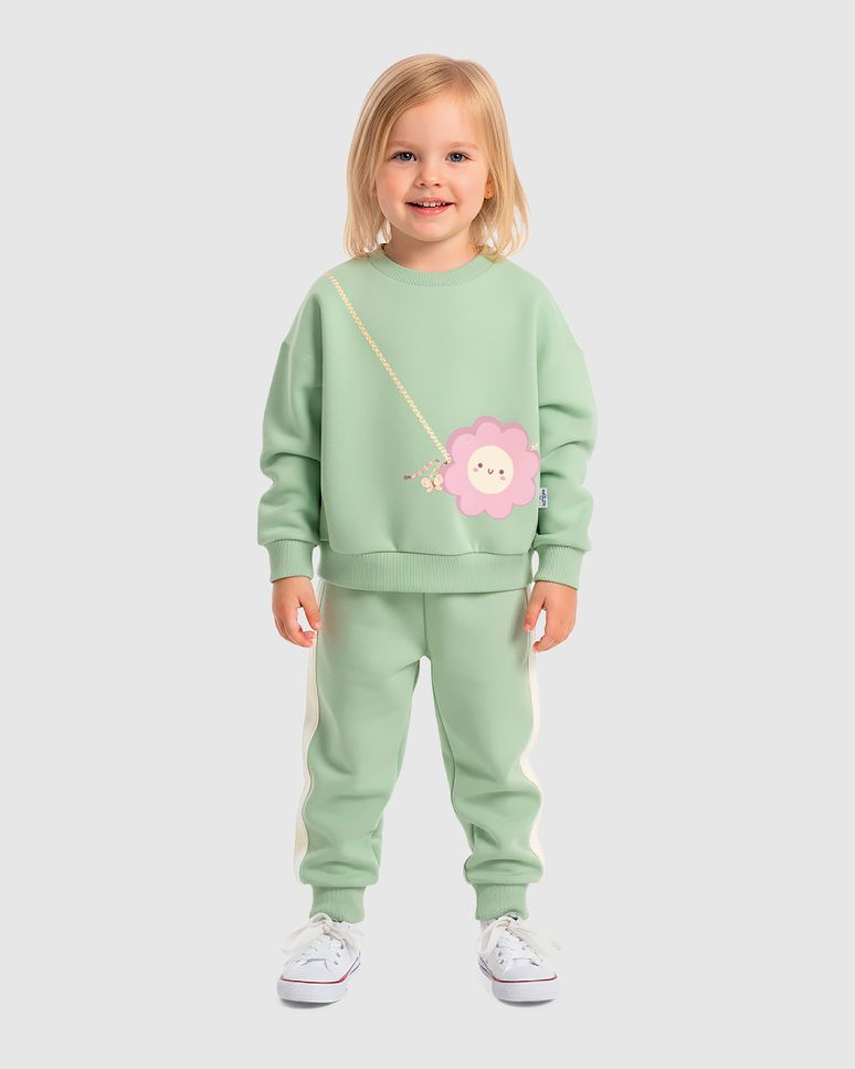 Conjunto Infantil Menina Blusão E Calça Em Moletom Flanelado Malwee Kids