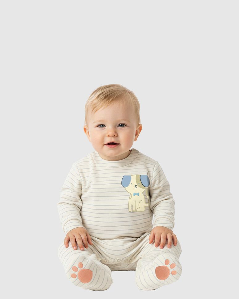 Macacão Bebê Menino Estampa Cachorrinho Puff No Pezinho Algodão Malwee Kids