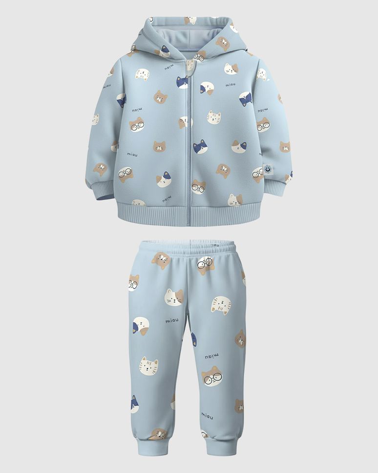 Conjunto Bebê Menino Estampado Casado + Calça Moletom Flanelado Malwee Kids