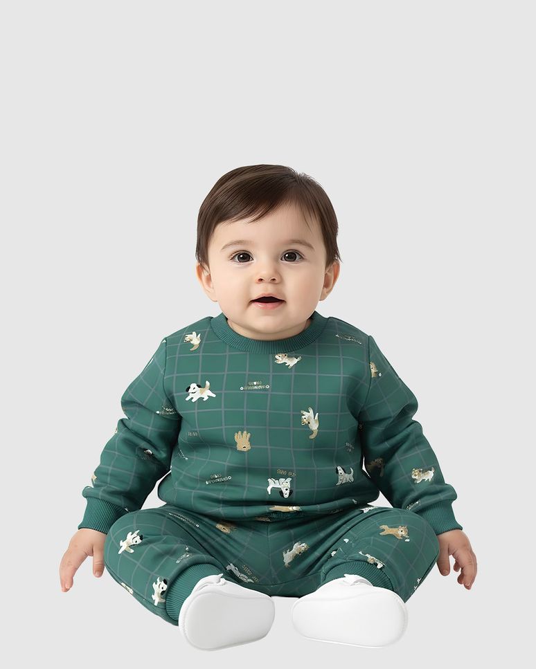 Conjunto Bebê Menino Estampa Cachorros Em Moletom Flanelado Malwee Kids