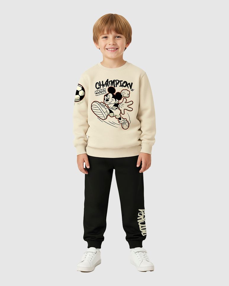 Conjunto Infantil Menino Blusão Mickey Mouse Em Moletom Flanelado Malwee Kids