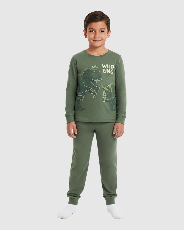 Pijama Infantil Menino Camiseta Manga Longa E Calça Em Algodão Malwee Kids
