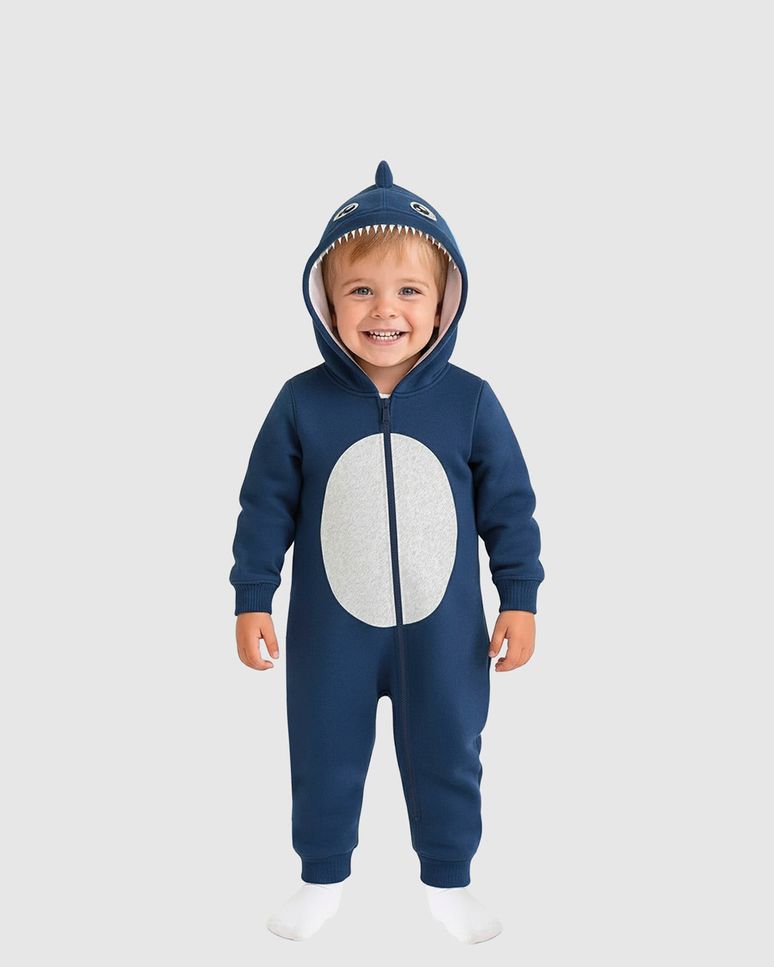 Pijama Macacão Infantil Menino Bordado + Aplique Em Fleece Malwee Kids