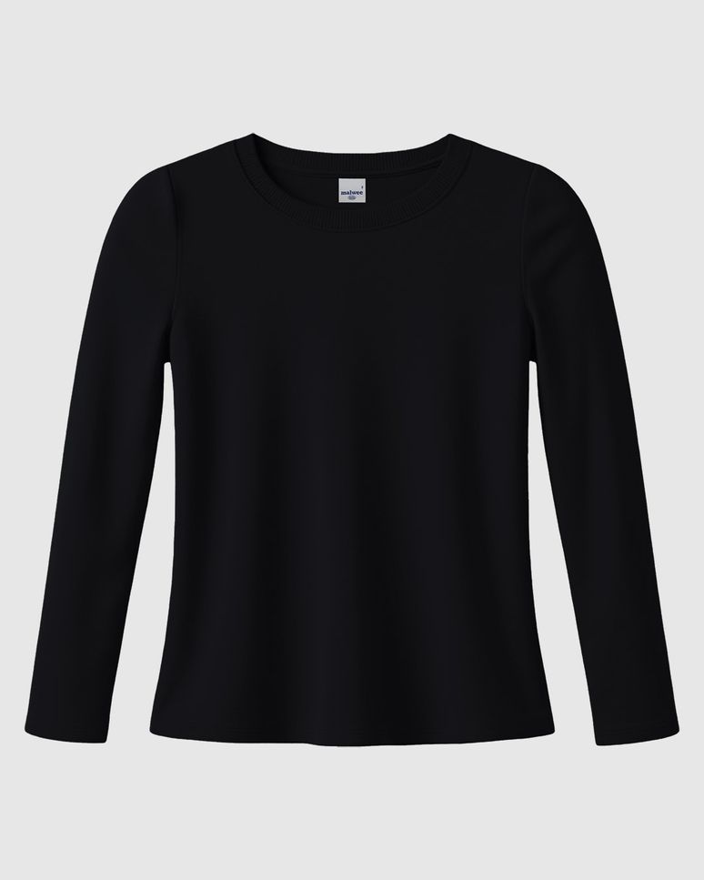 Blusa Infantil Menina Decote Redondo Manga Longa Em Ribana Malwee Kids