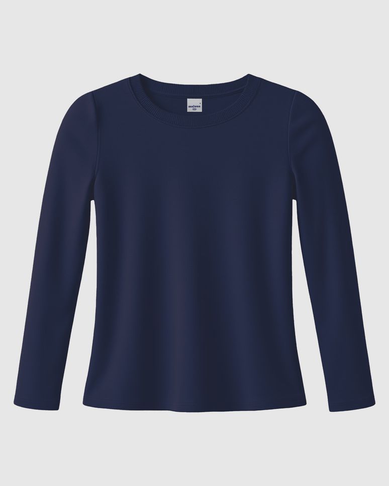Blusa Infantil Menina Decote Redondo Manga Longa Em Ribana Malwee Kids