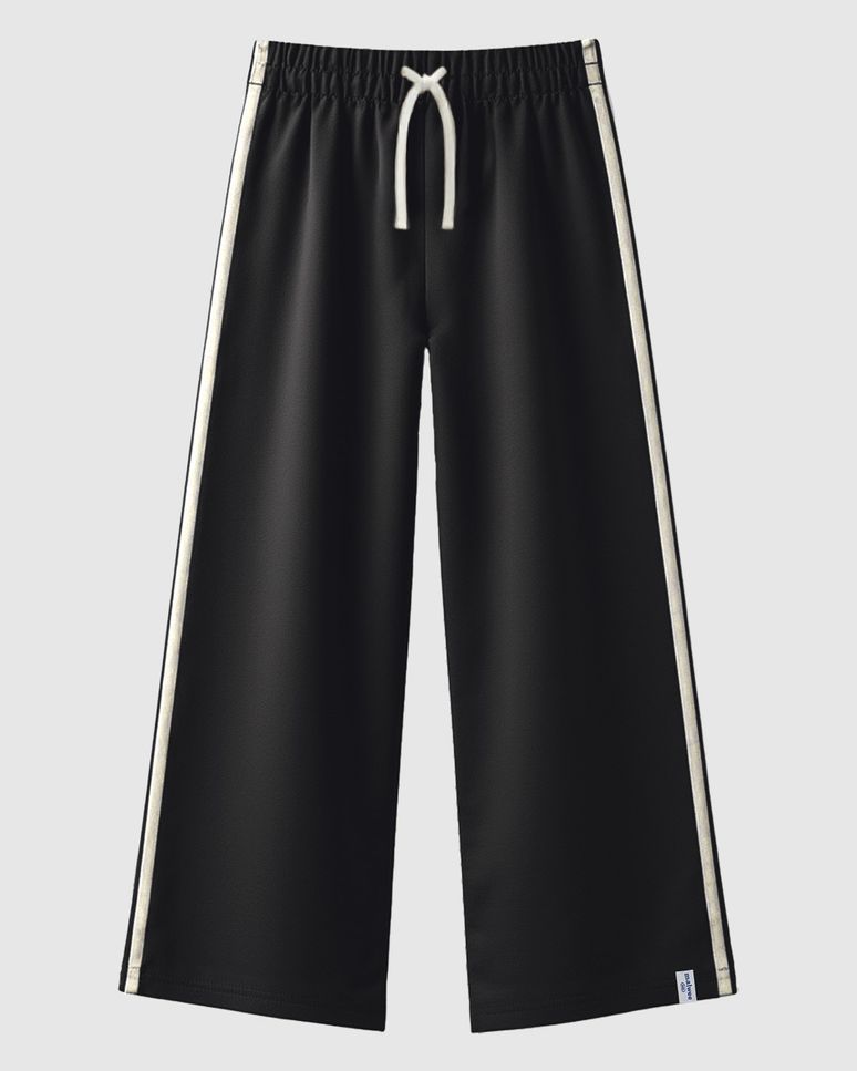 Calça Infantil Menina Wide Leg Listra Lateral Em Algodão Malwee Kids