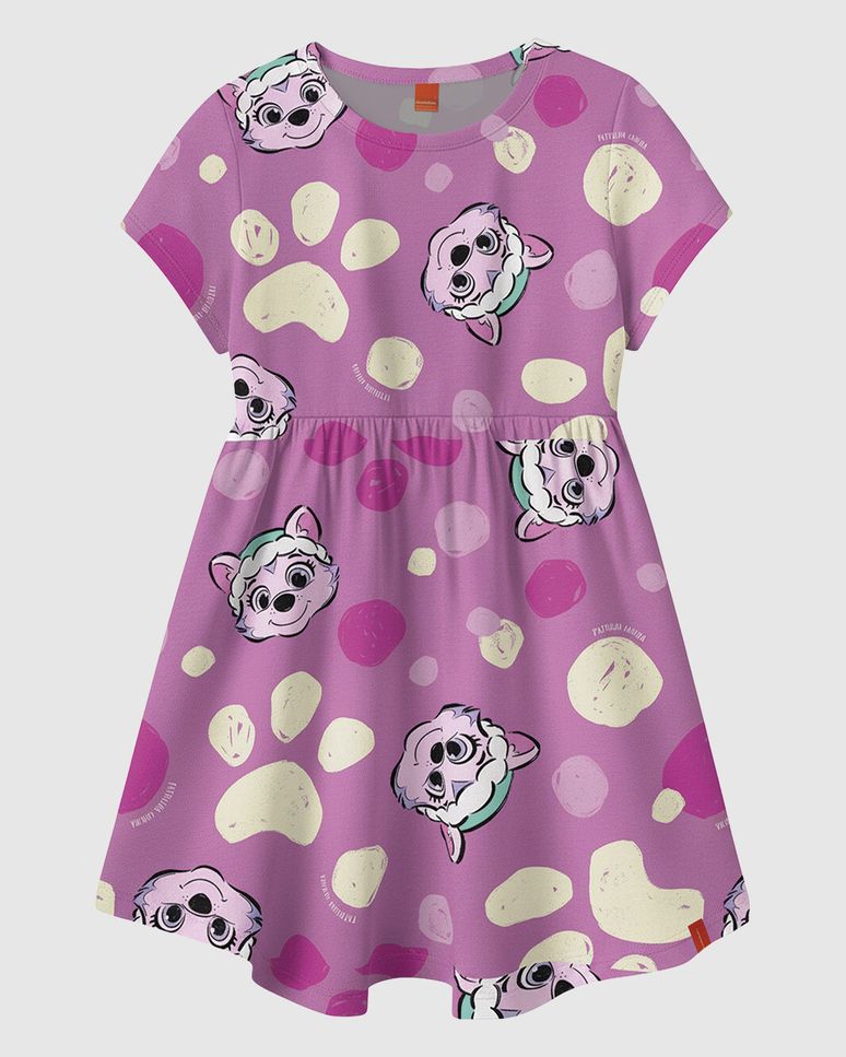 Vestido Infantil Rodado Estampa Patrulha Canina Em Algodão Malwee Kids