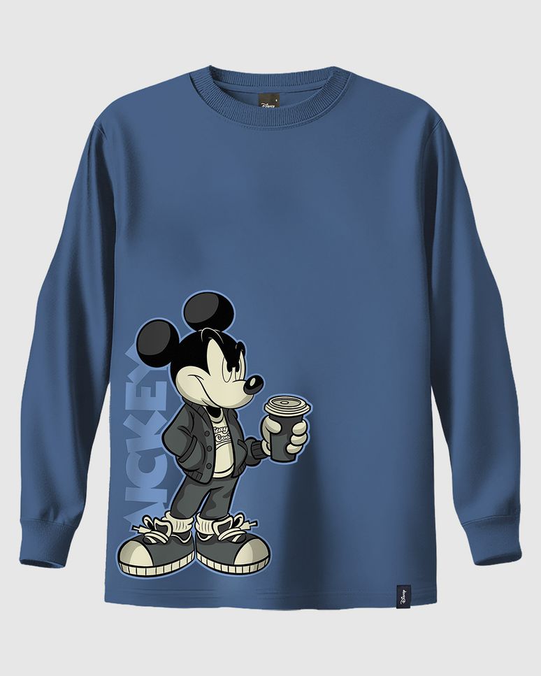Camiseta Infantil Menino Manga Longa Mickey Mouse Em Algodão Malwee Kids