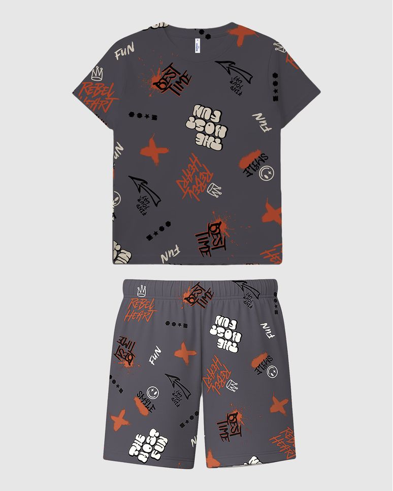 Pijama Curto Infantil Menino Estampa Corrida Em Algodão Malwee Kids