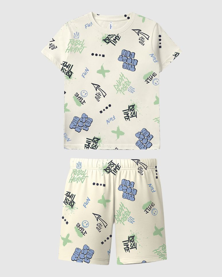 Pijama Curto Infantil Menino Estampa Corrida Em Algodão Malwee Kids