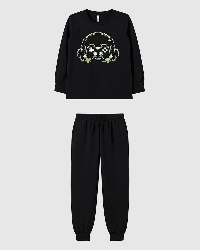 Pijama Infantil Menino Camiseta Manga Longa E Calça Em Algodão Malwee Kids