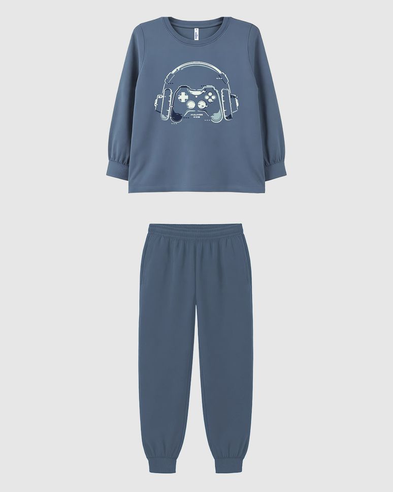 Pijama Infantil Menino Camiseta Manga Longa E Calça Em Algodão Malwee Kids