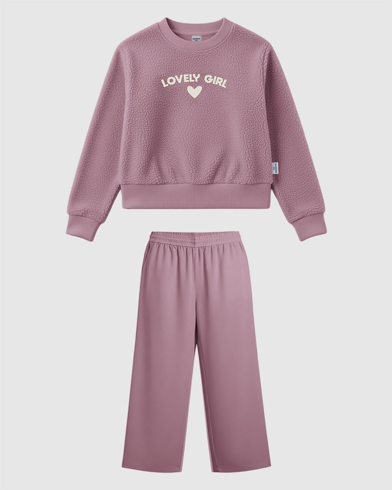 Conjunto Infantil Menina Blusão Lovely Girl Pelúcia E Calça Moletom Malwee Kids