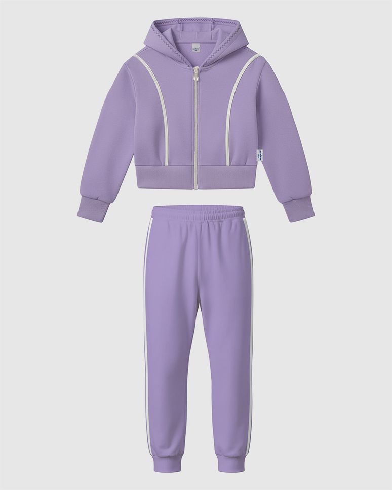 Conjunto Infantil Menina Jaqueta Recorte Em Moletom Mesclado Malwee Kids