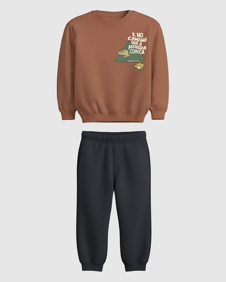 Conjunto Infantil Menino Blusão E Calça Em Moletom Flanelado Malwee Kids