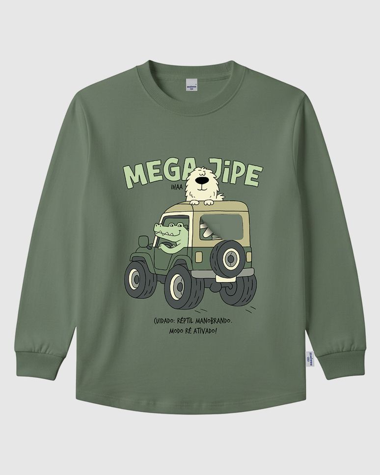 Camiseta Infantil Menino Manga Longa Mega Jipe Em Algodão Malwee Kids
