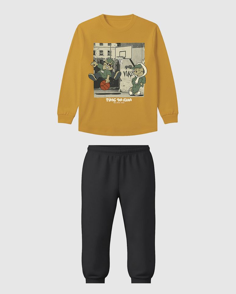 Conjunto Infantil Menino Camiseta Manga Longa Estampada E Calça Malwee Kids