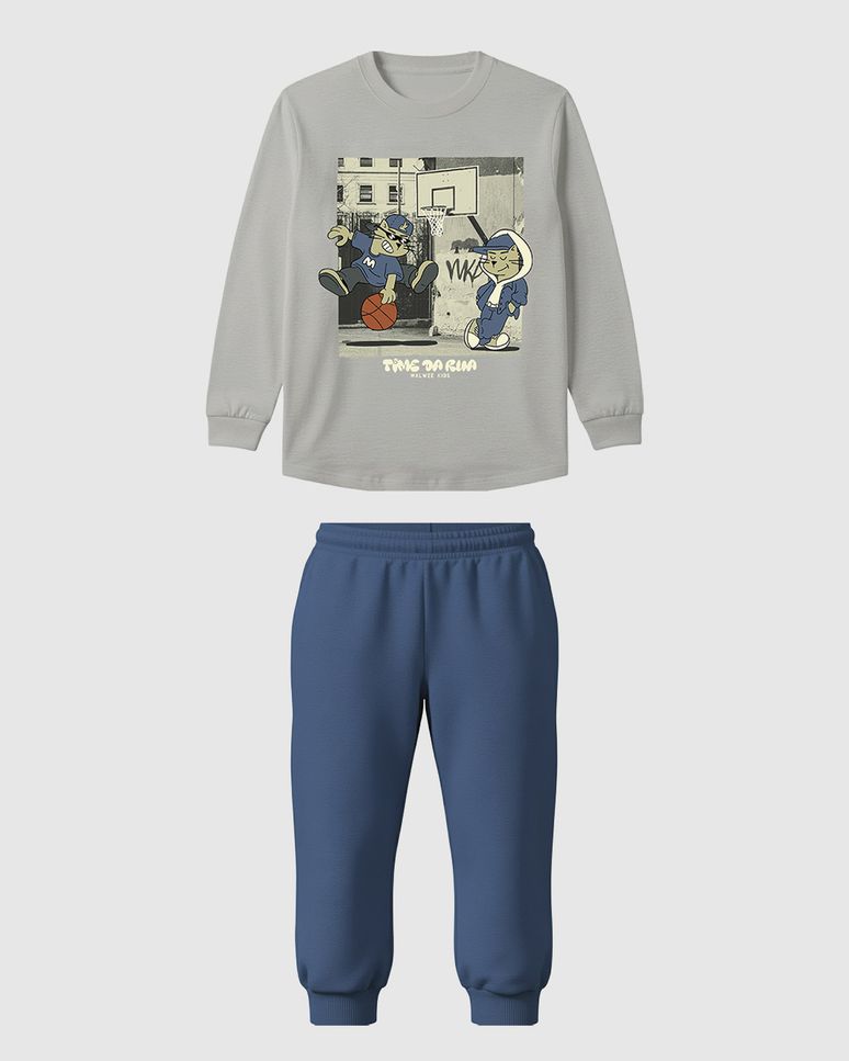 Conjunto Infantil Menino Camiseta Manga Longa Estampada E Calça Malwee Kids