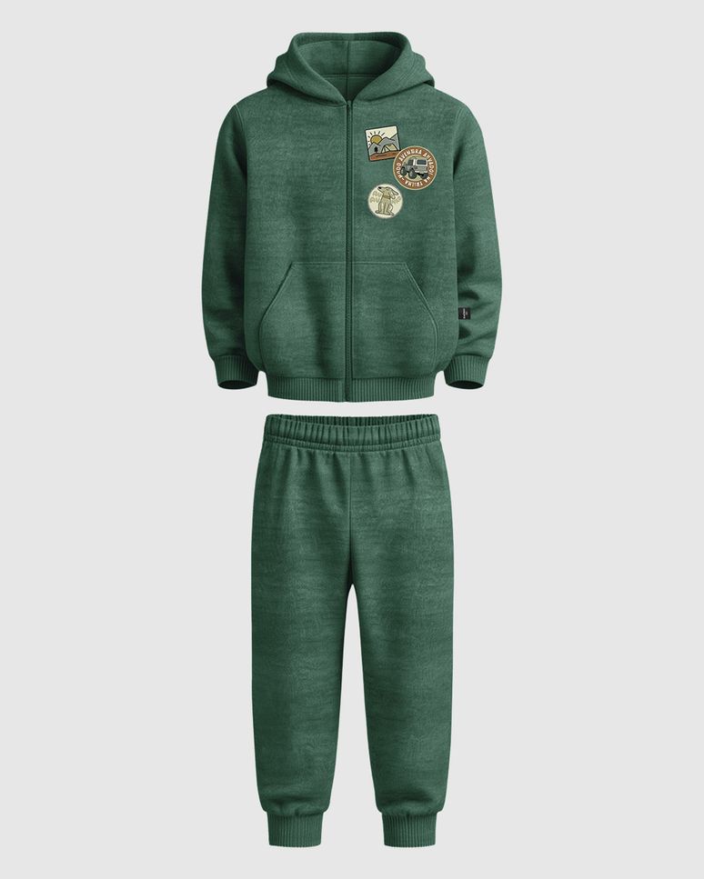 Conjunto Infantil Menino Jaqueta Fecho Zíper Em Moletinho Rajado Malwee Kids