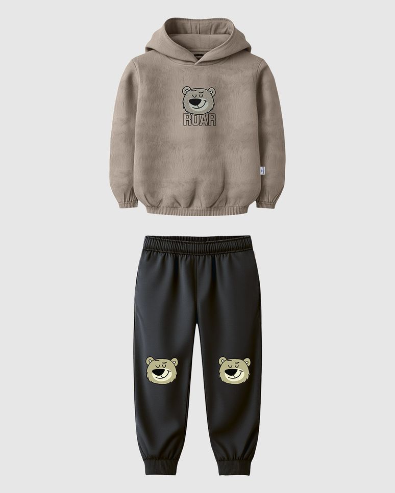 Conjunto Infantil Menino Blusão Pelúcia Estampa Urso Roar E Calça Malwee Kids