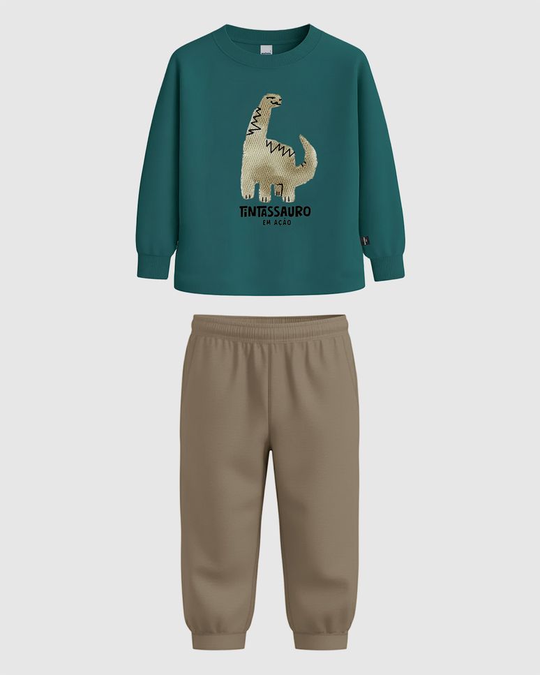 Conjunto Infantil Menino Blusa Tintassauro Em Ação E Calça Malwee Kids