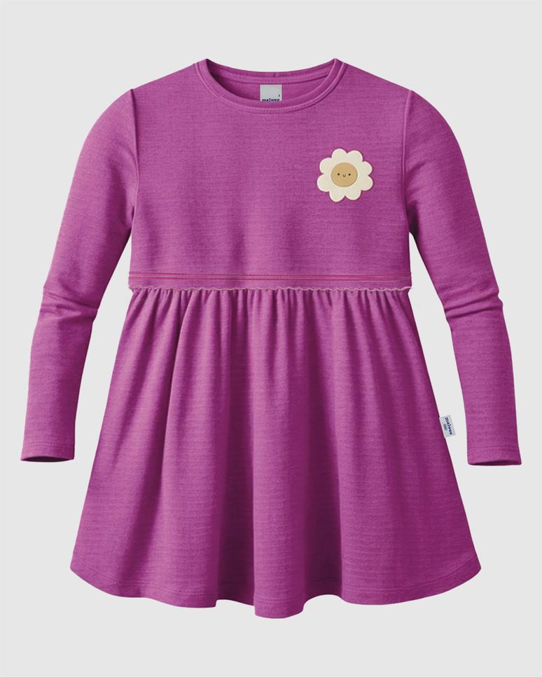 Vestido Infantil Com Aplique De Florzinha Em Malha Texturizada Malwee Kids