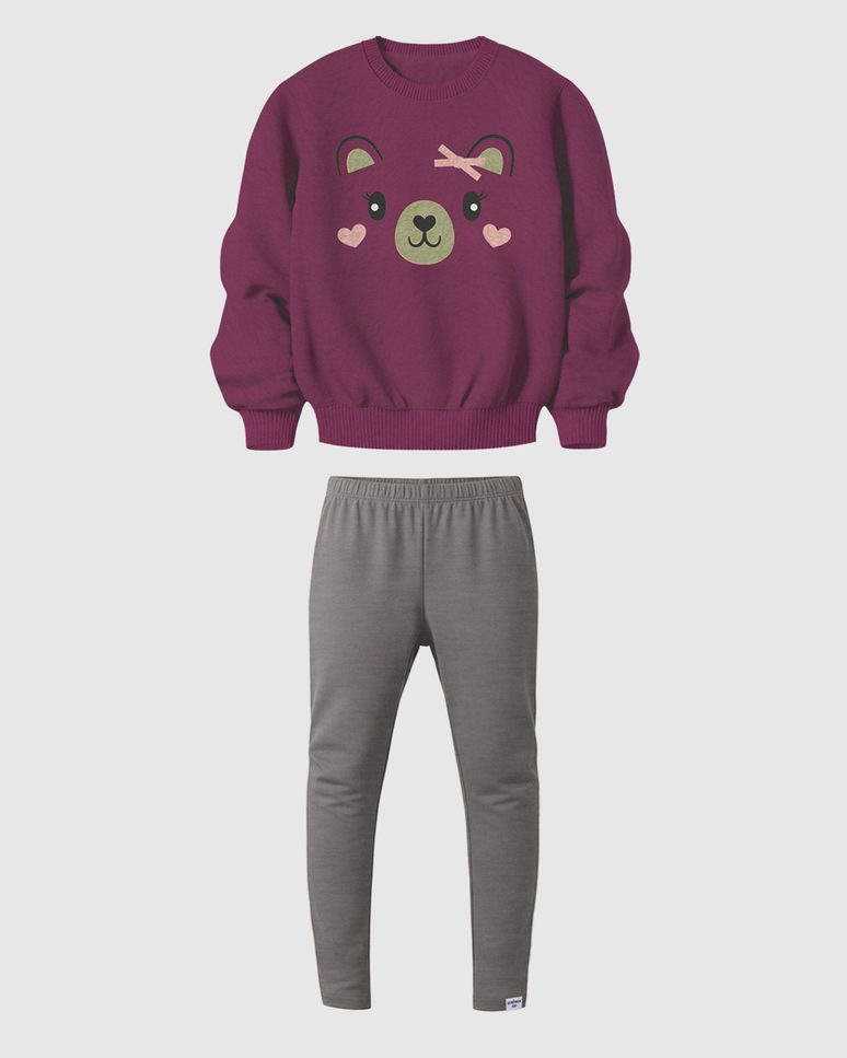 Conjunto Infantil Menina Blusão Pelúcia E Calça Legging Malwee Kids