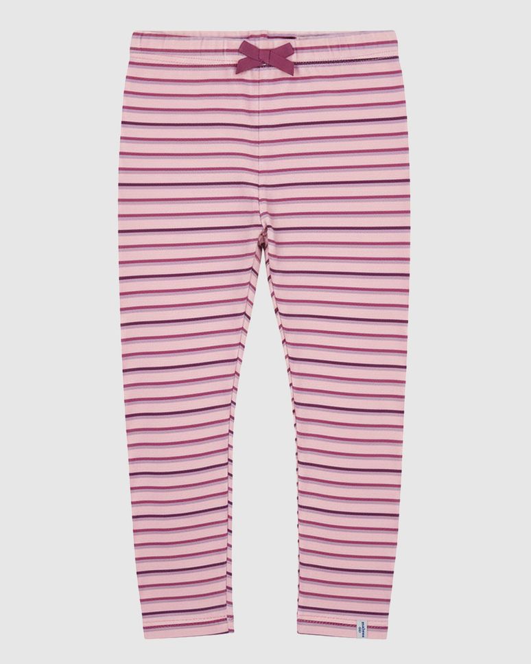 Calça Legging Infantil Listrada Detalhe Laço Em Ribana Malwee Kids