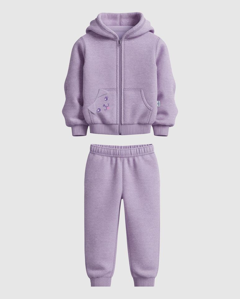 Conjunto Infantil Menina Jaqueta E Calça Em Moletom Mesclado Malwee Kids