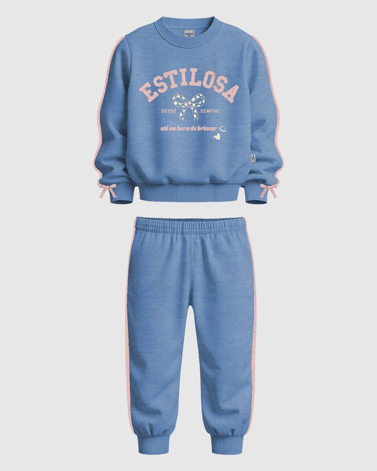 Conjunto Infantil Menina Estampa Estilosa Em Moletom Botonê Malwee Kids