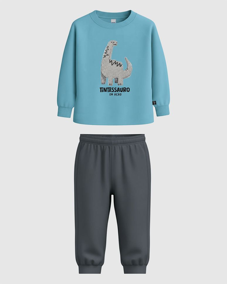 Conjunto Infantil Menino Blusa Tintassauro Em Ação E Calça Malwee Kids