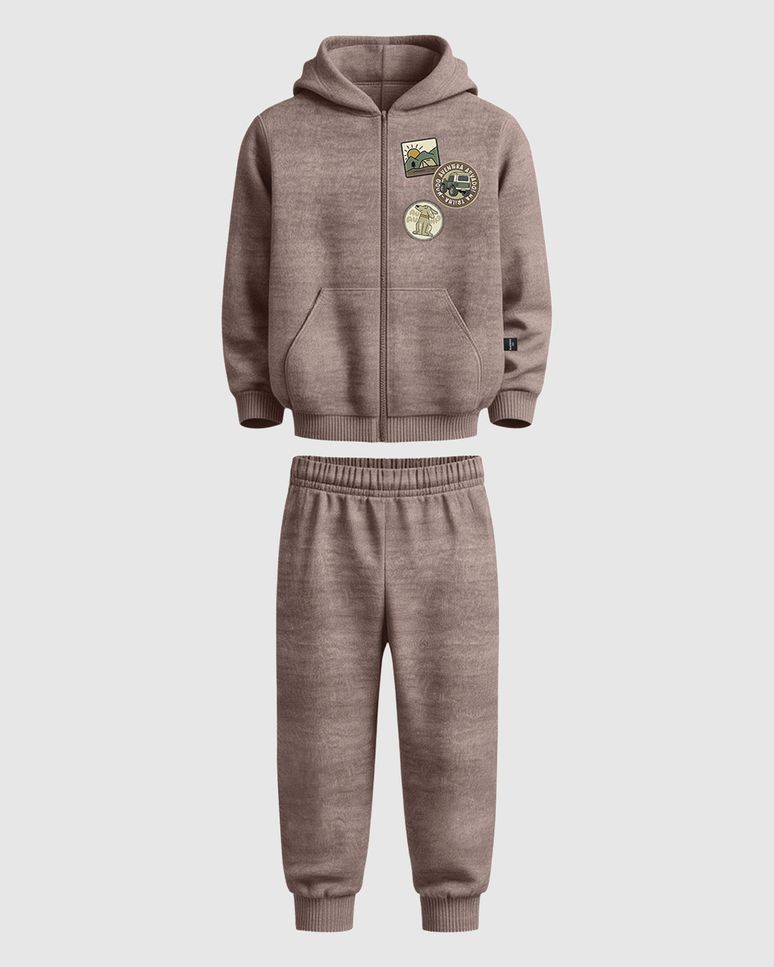 Conjunto Infantil Menino Jaqueta Fecho Zíper Em Moletinho Rajado Malwee Kids