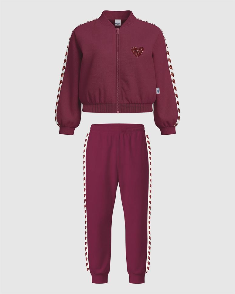 Conjunto Infantil Menina Jaqueta Com Bordado E Calça Em Moletom Malwee Kids