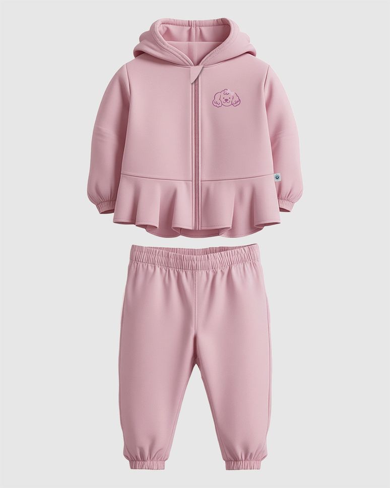 Conjunto Bebê Menina Jaqueta Babados E Calça Em Malha Térmica Malwee Kids