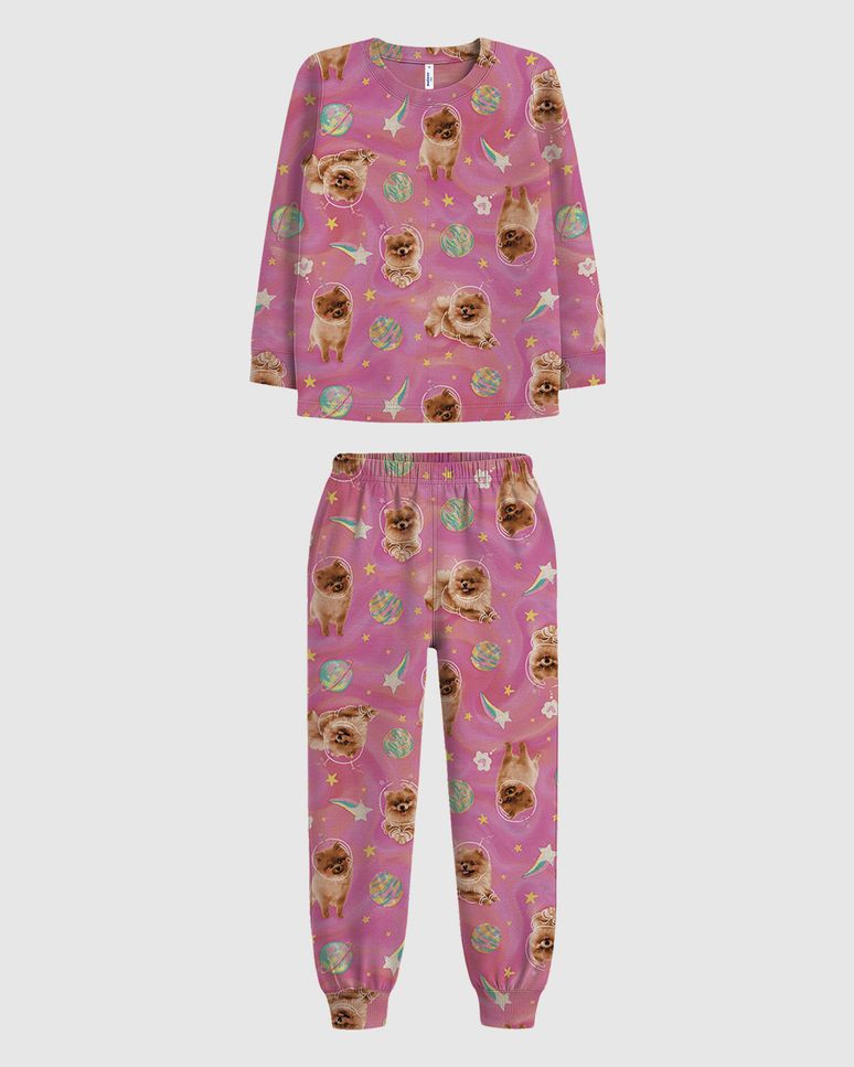 Pijama Longo Infantil Menina Estampa Cachorrinhos Em Malha Plush Malwee Kids