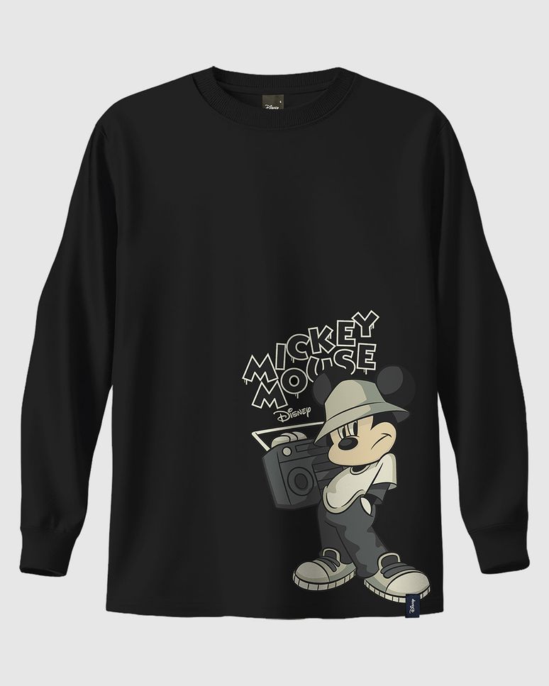 Camiseta Infantil Menino Manga Longa Mickey Mouse Em Algodão Malwee Kids
