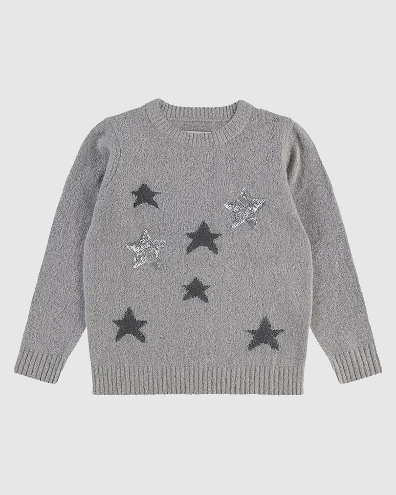 Blusão Infantil Menina Com Bordado Paetê Em Tricô Malwee Kids