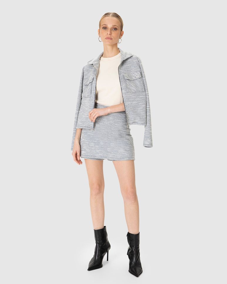 Shorts Saia Feminino Reto Em Malha Tweed Lurex - ENFIM